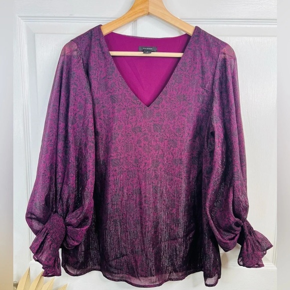 Halogen Purple V-Neck Blouse - Picture 2 of 10